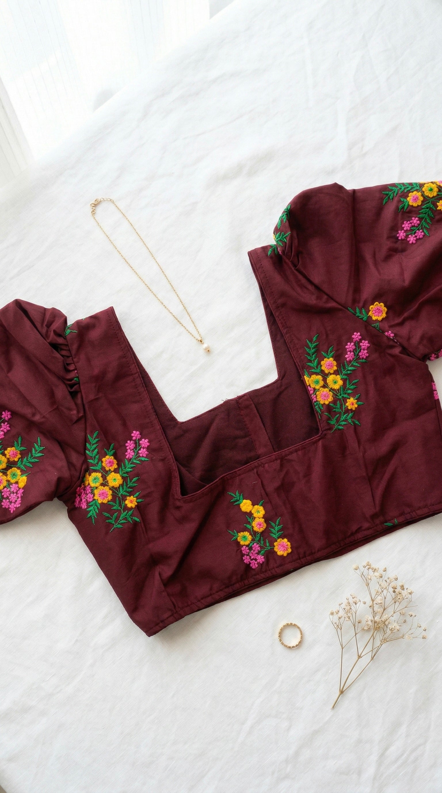 Blossom - Floral Embroidered puff Sleeve Blouse