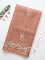 Mamitha-Linen tissue saree in zari and thread work