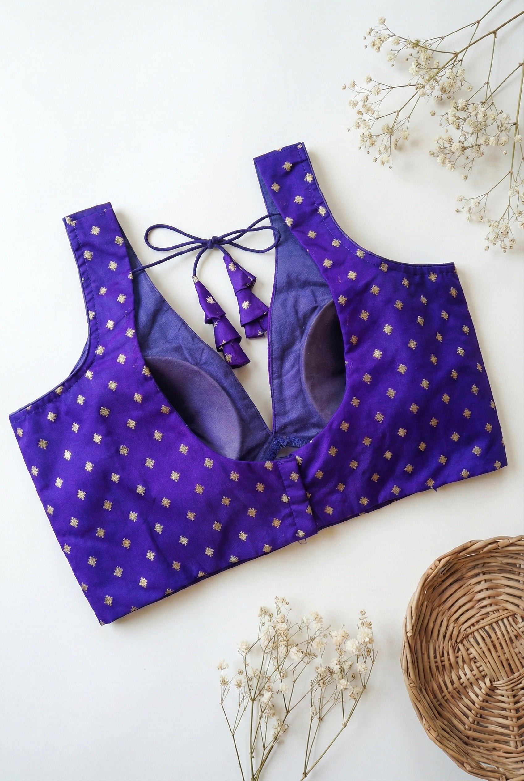 Chanderi Plunge neck Sleeveless Padded Blouse