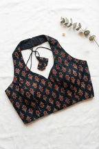 Ajrakh Cotton Halter neck Backless Padded Blouse