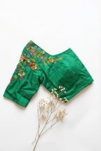 Thread and Bullion Embroidered Half Sleeve Non padded Blouse
