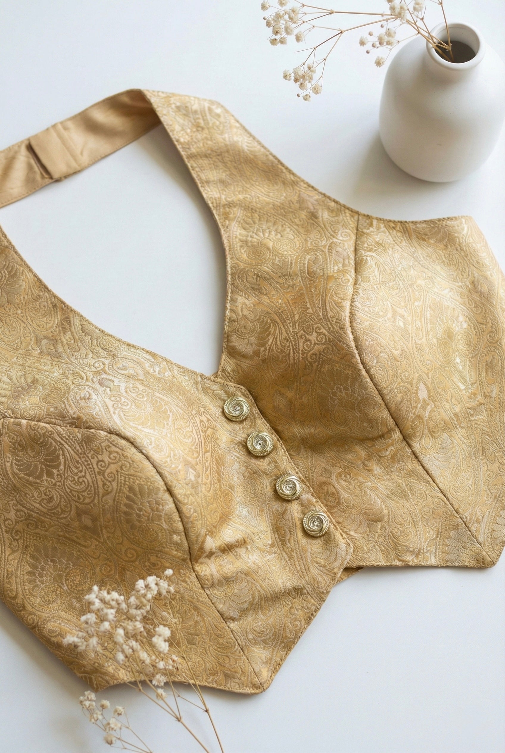 Brocade halter neck corset blouse