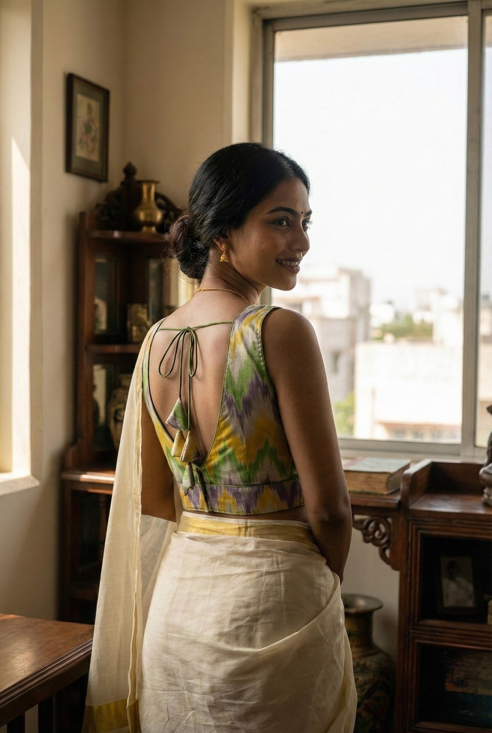 Ikkat Multicolour Tissue Blouse