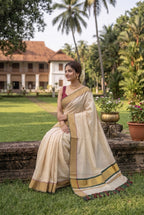 Kerala tissue saree with Checkered Border
