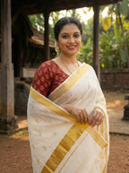 Kerala Alphabet Embroidered Saree