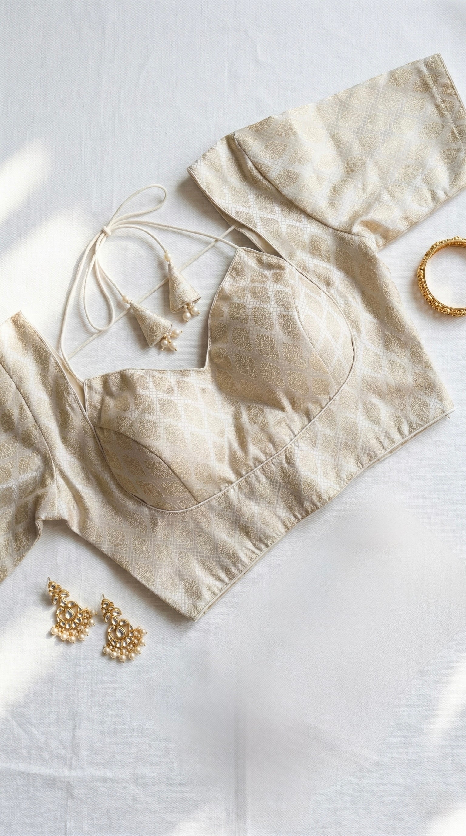 Brocade Halter neck padded blouse