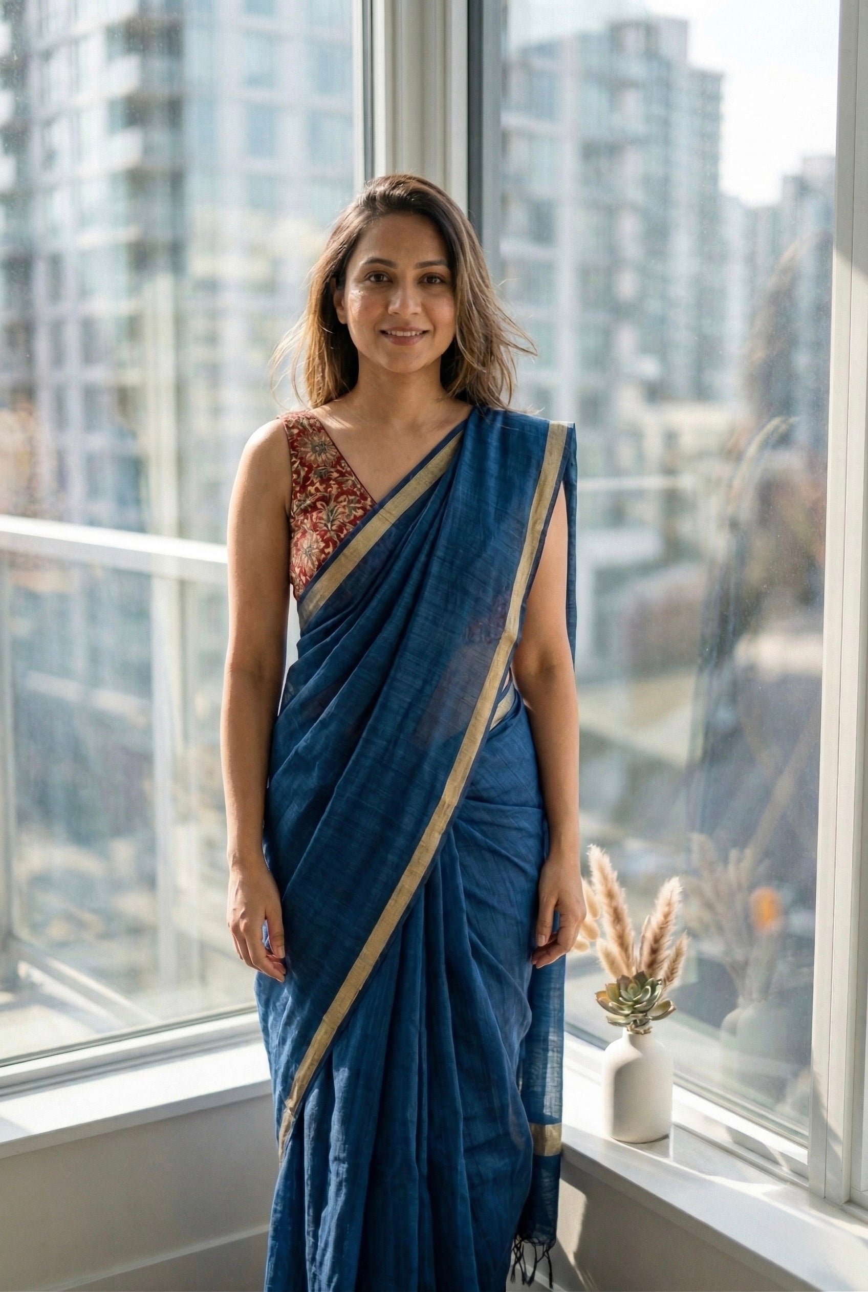 Kalamkari Sleeveless V neck Blouse