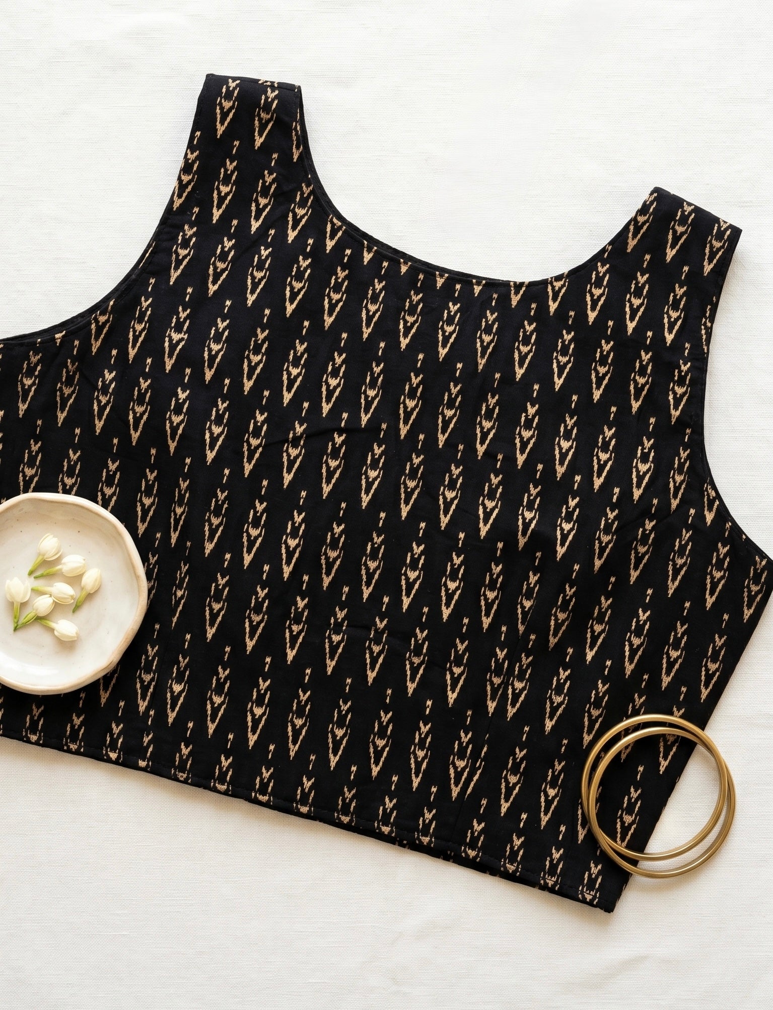 Ajrakh V-neck front open blouse