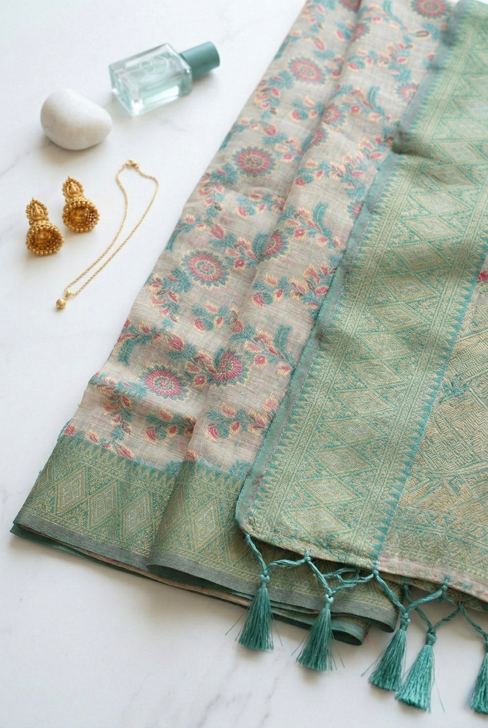 Multicolour Chanderi silk-cotton blend saree with woven motifs