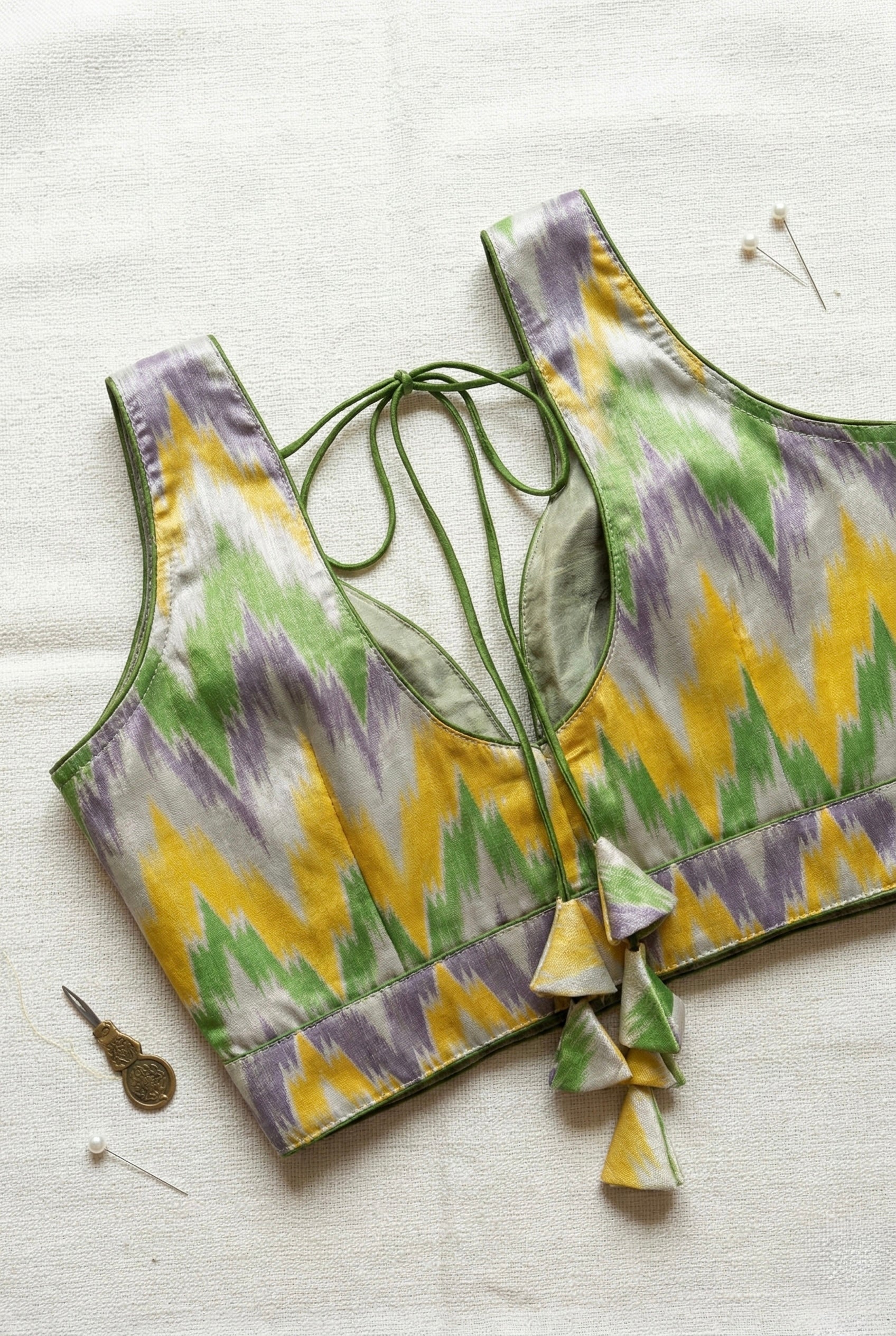 Ikkat Multicolour Tissue Blouse