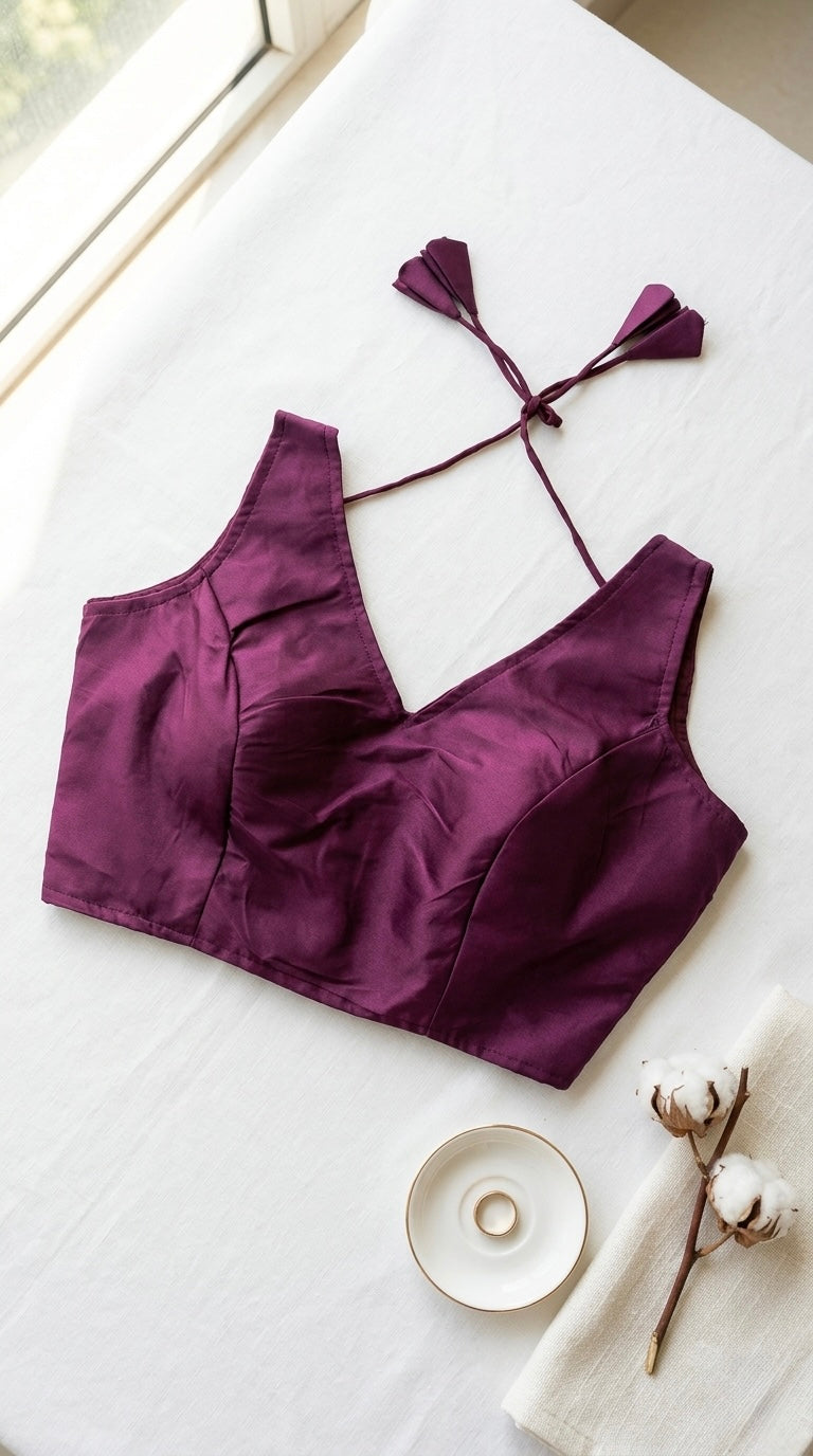 Solid Silk V-neck blouse