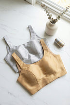 Diya - Gold & Silver Sleeveless padded shimmer blouse