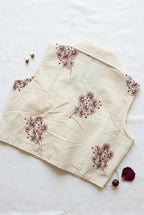 Khadi collared blouse in floral embroidery
