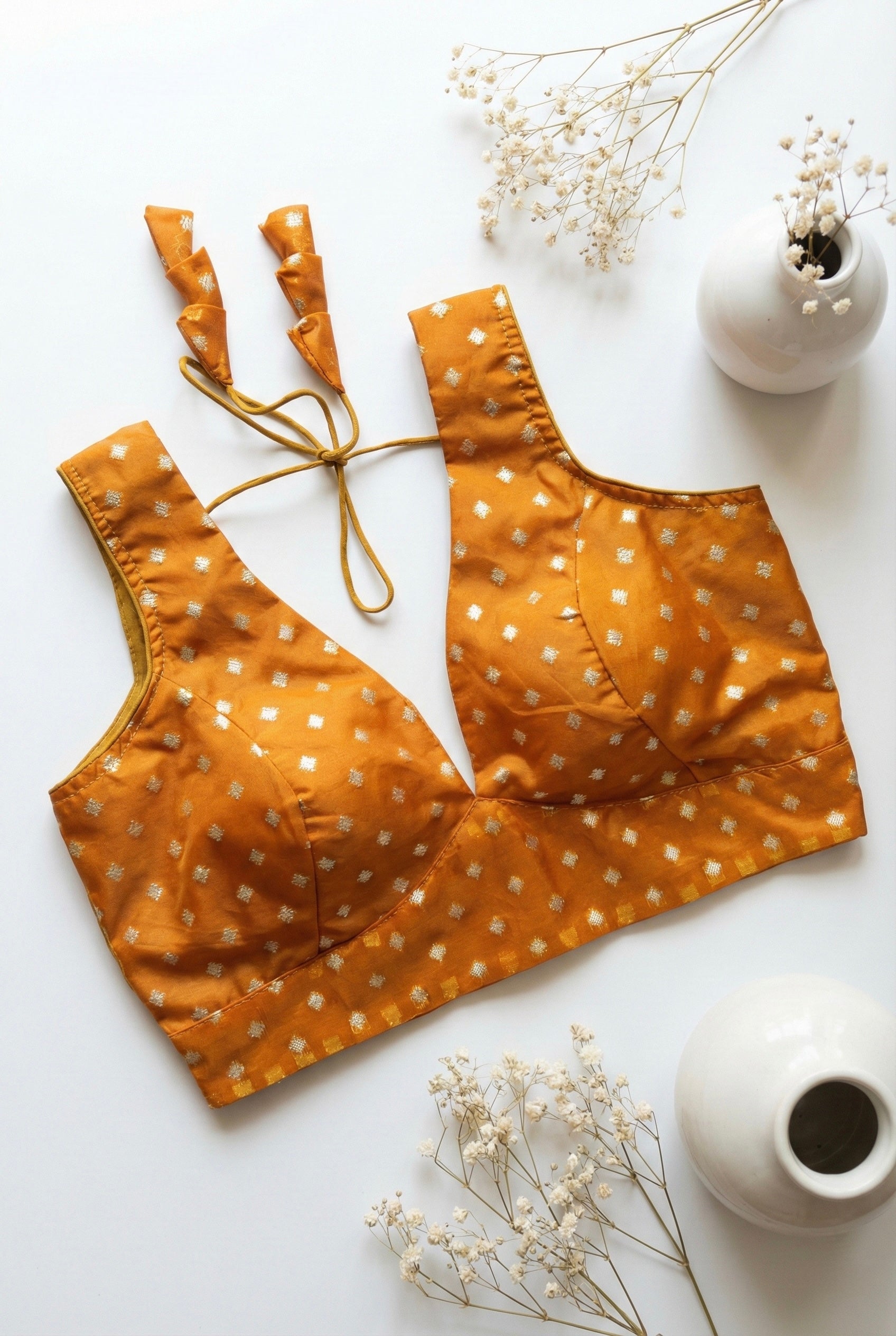 Chanderi Plunge neck Sleeveless Padded Blouse