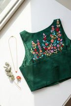 Thread and Bullion embroidered Sleeveless Padded Blouse