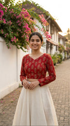 Ajrakh Handblock Cotton Long Sleeve Padded Blouse