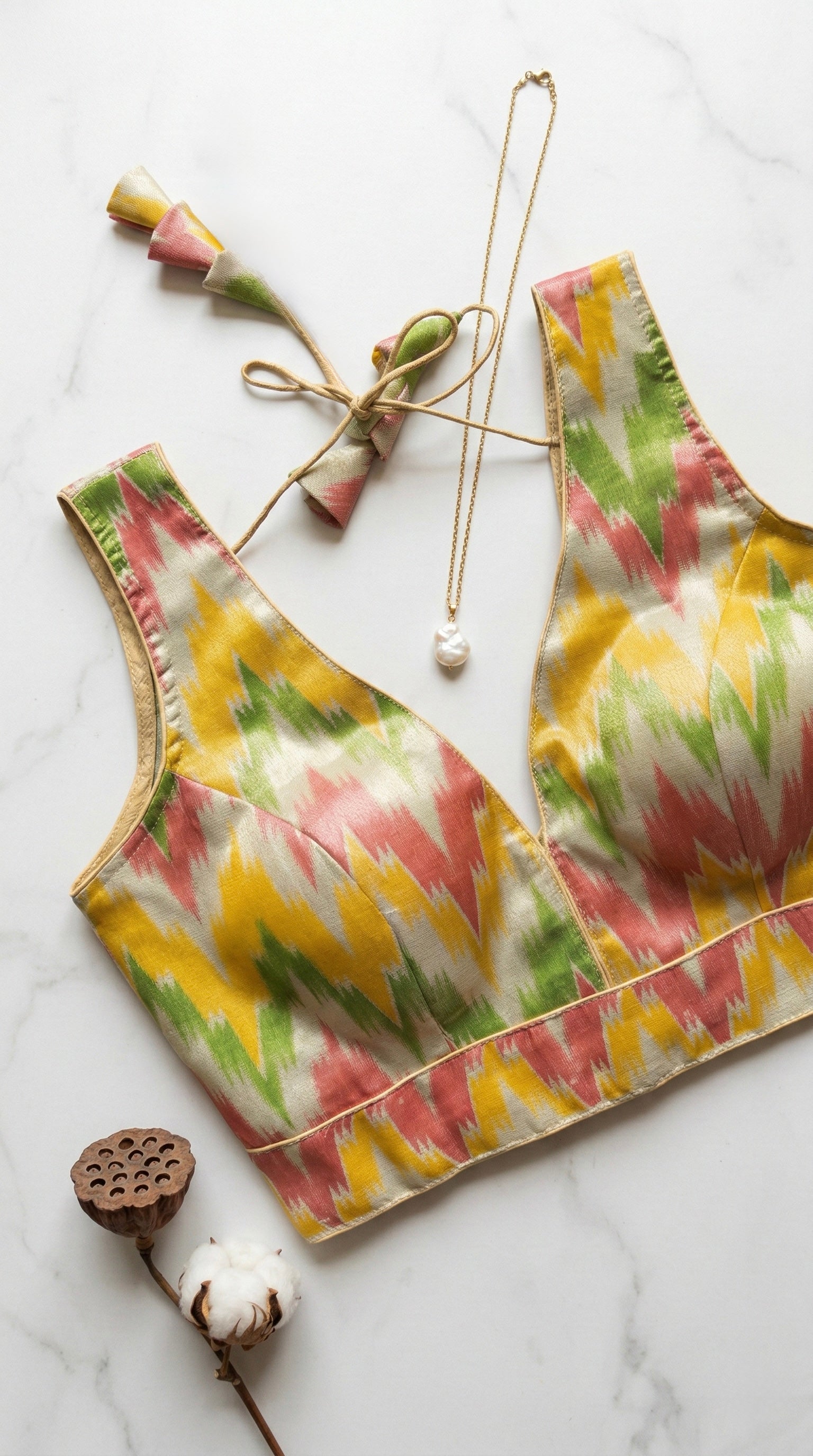 Ikkat Multicolour Tissue Blouse