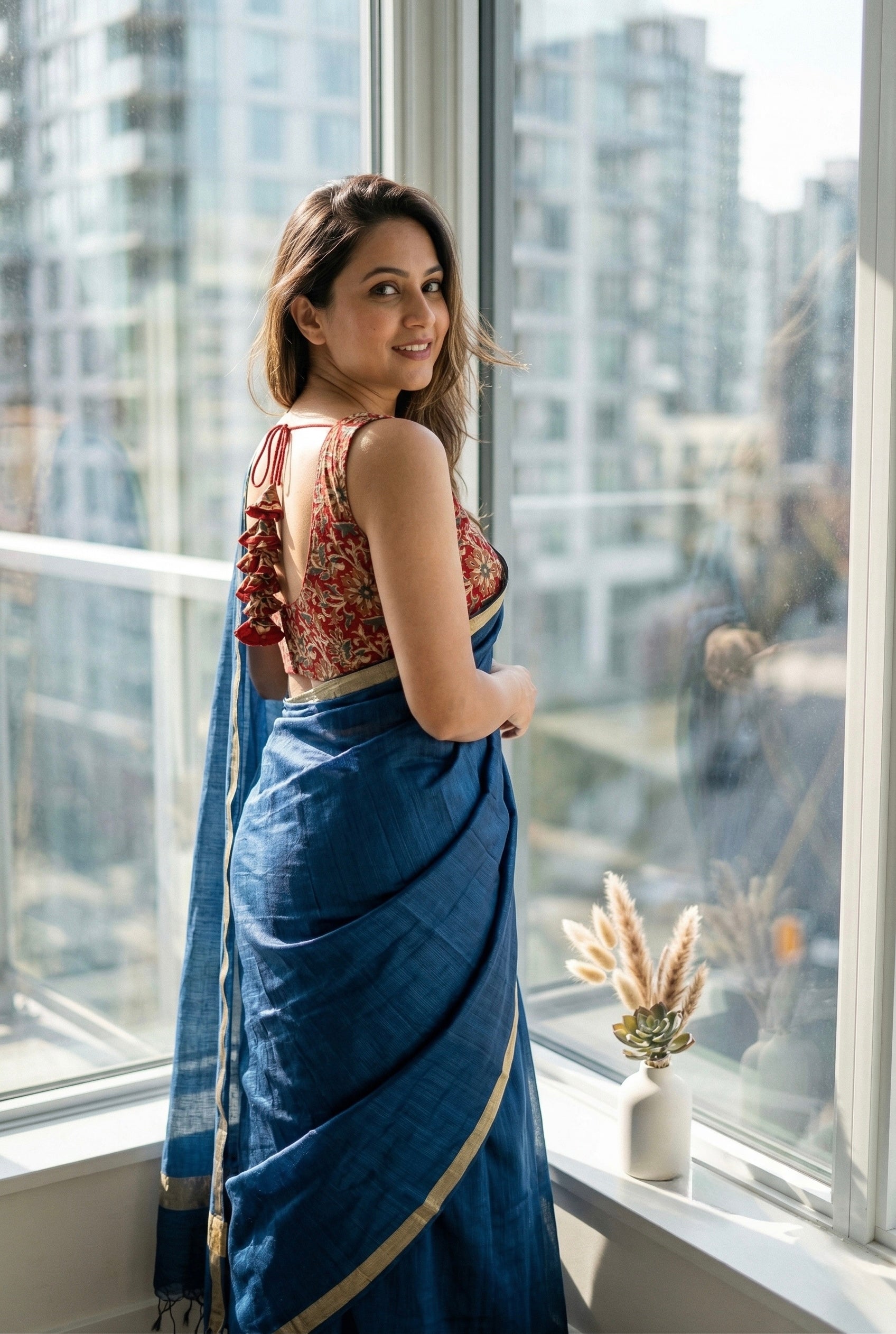 Kalamkari Sleeveless V neck Blouse