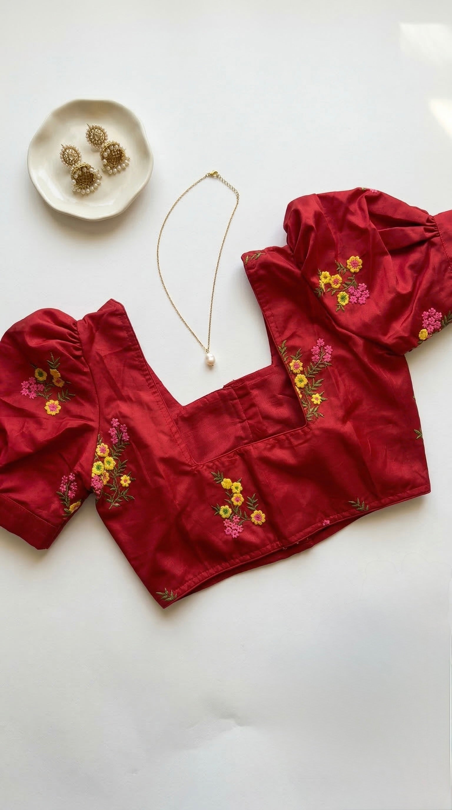 Blossom - Floral Embroidered puff Sleeve Blouse