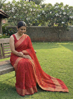 Dola silk saree with bandhani print