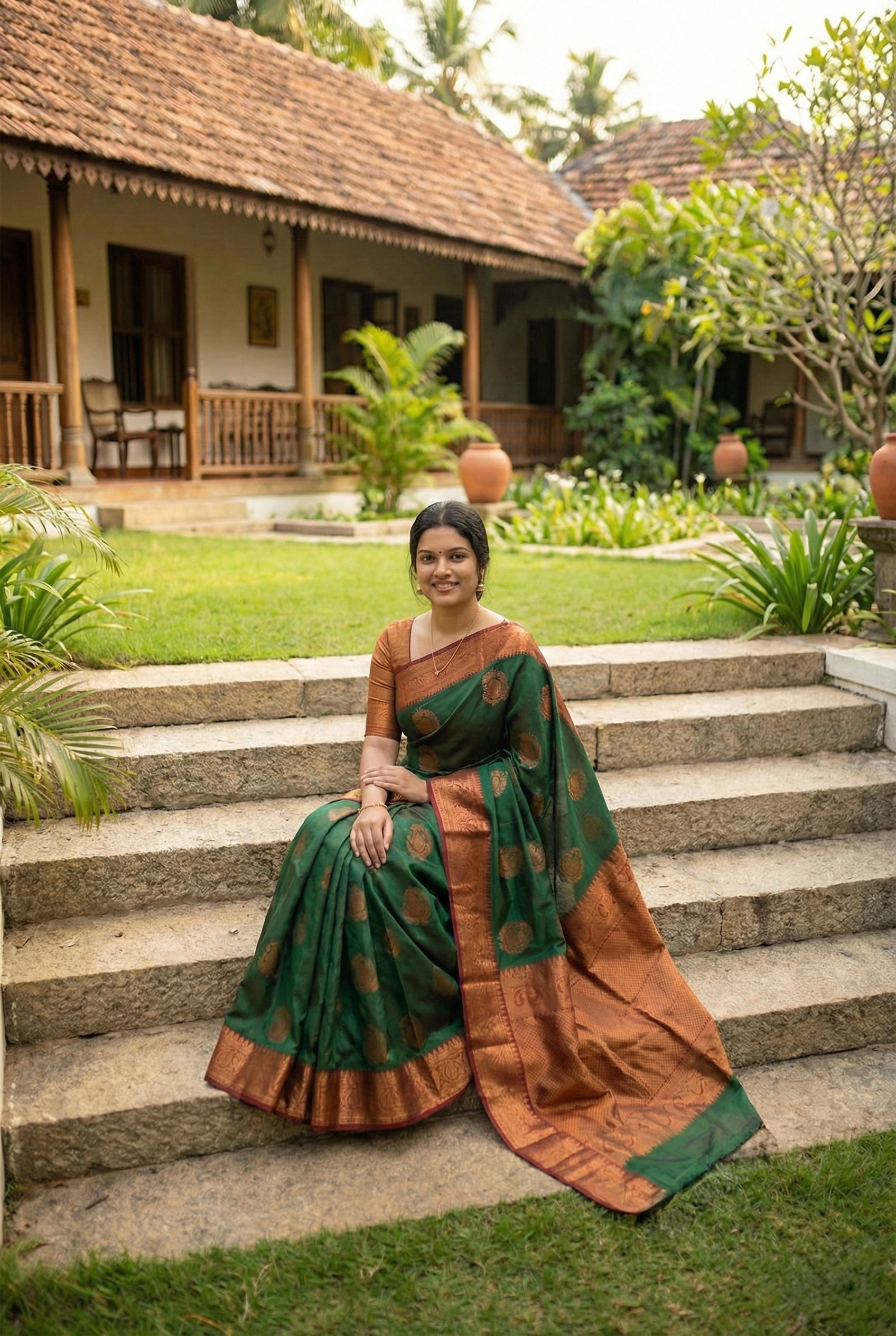 Soft Silk saree with mango design on border