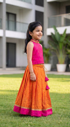 Orange & Pink ethnic skirt and top for girls
