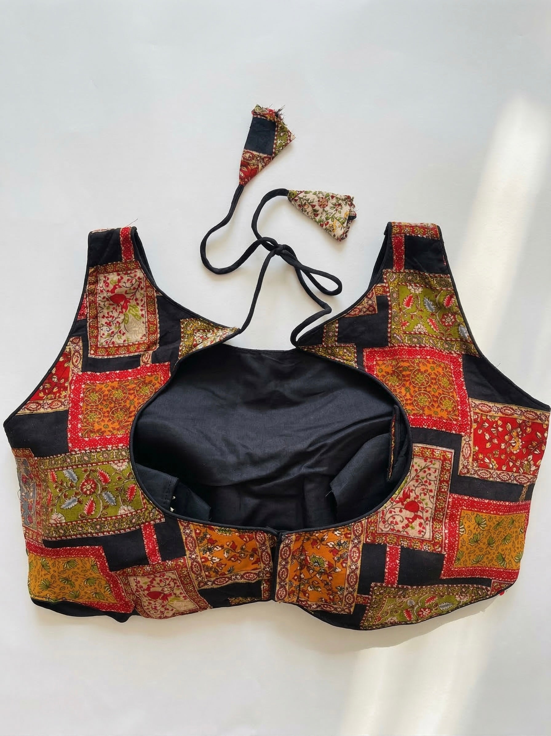 Cotton kalamkari patchwork print blouse