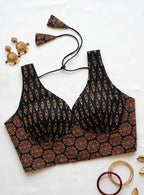 Ajrakh structured V-neck blouse