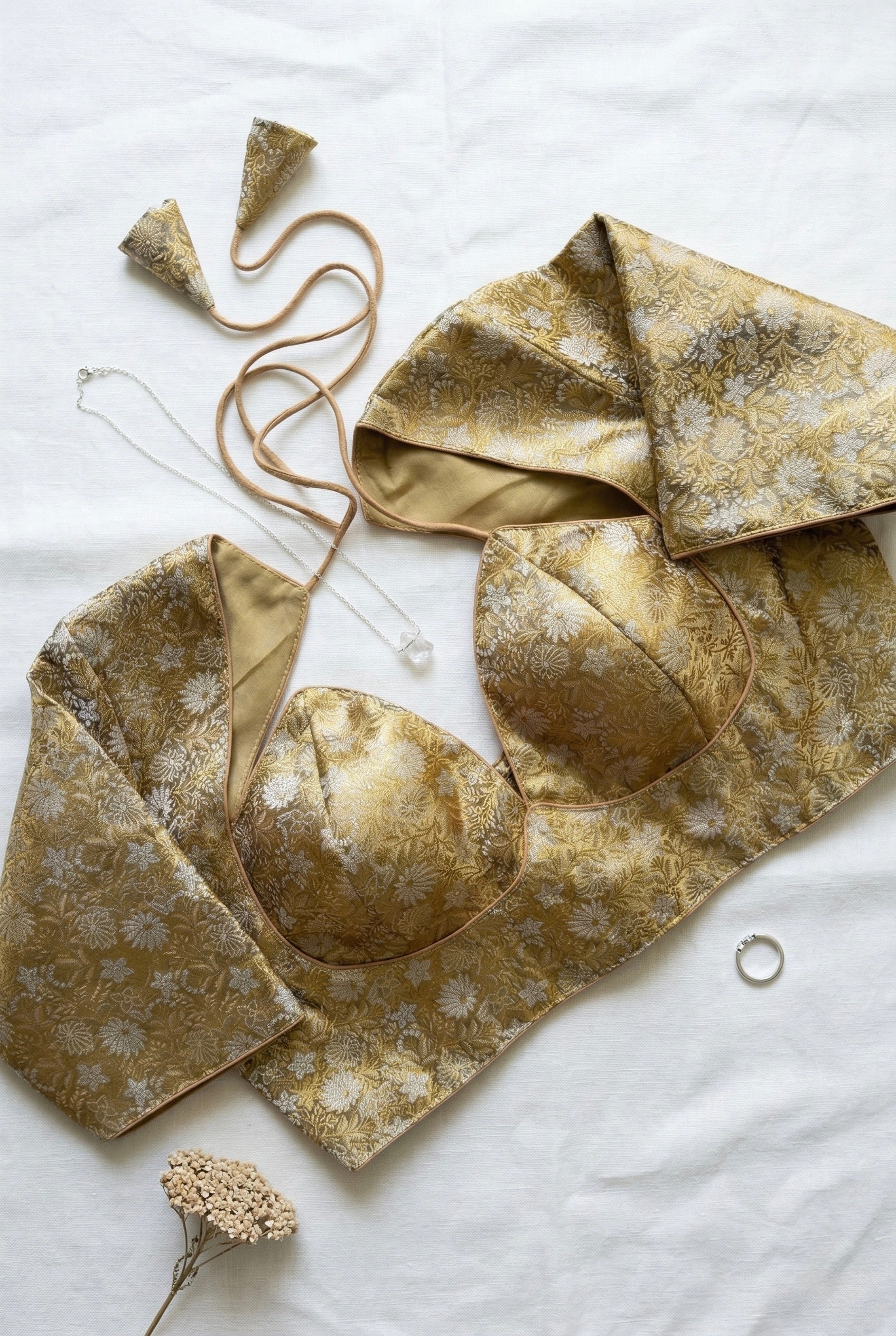 Elan - Brocade Halter neck backless padded blouse