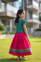 Mishti - Green pink ethnic skirt and top for girls