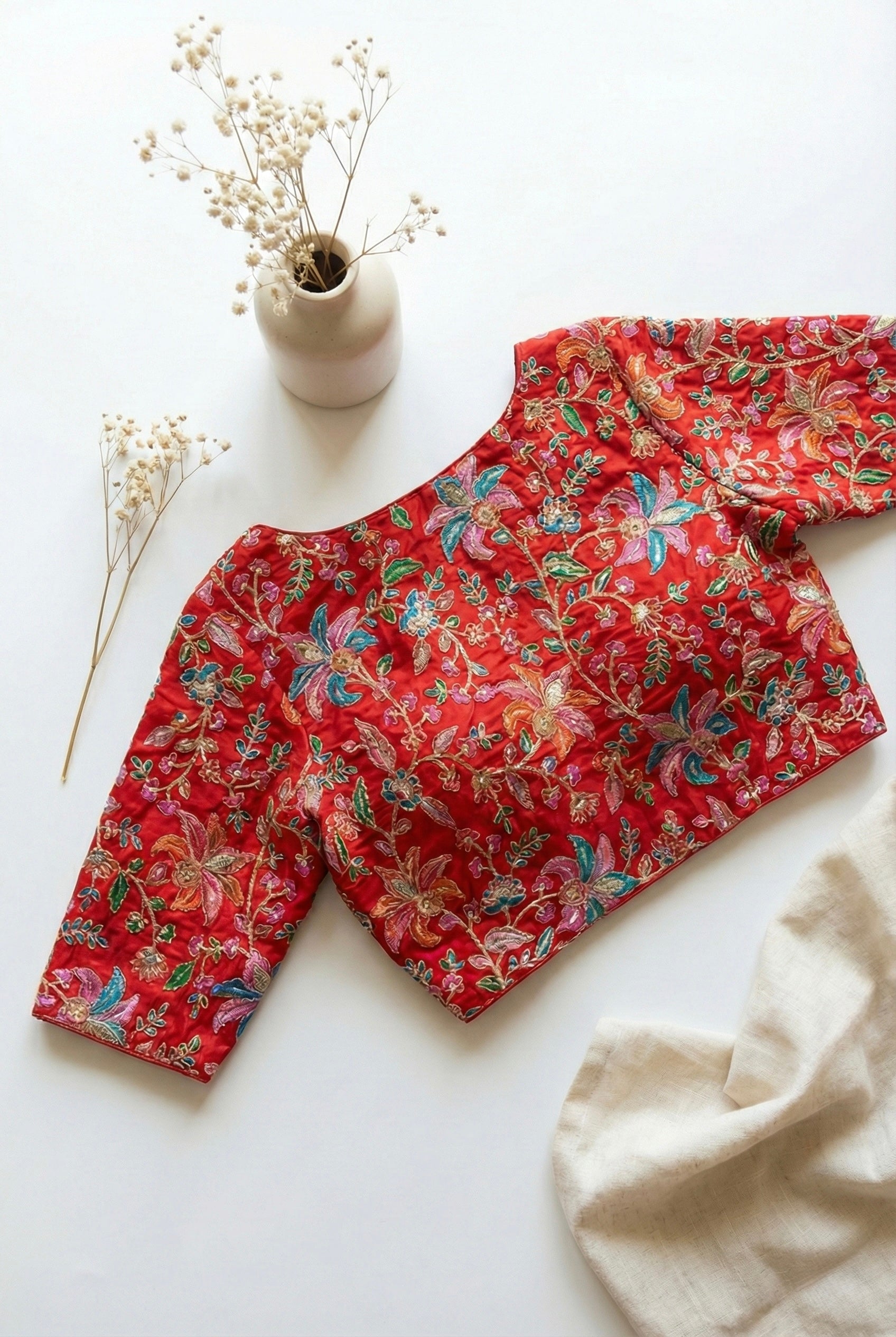 Multicolour print and sequin blouse