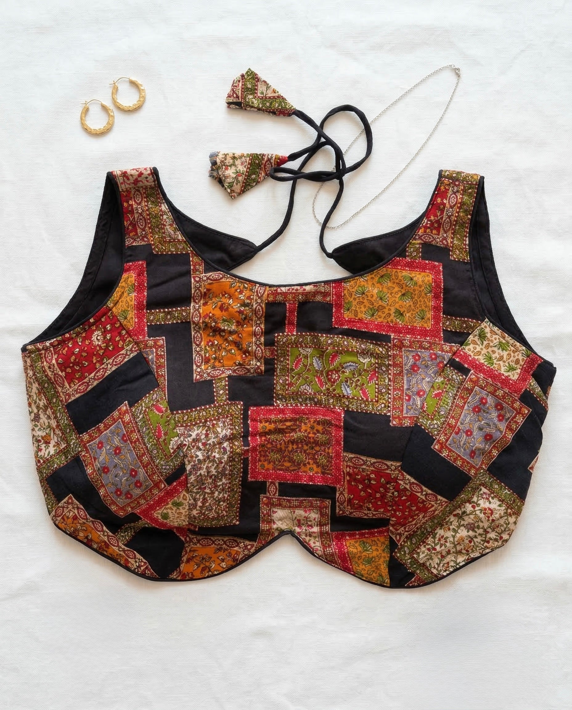 Cotton kalamkari patchwork print blouse
