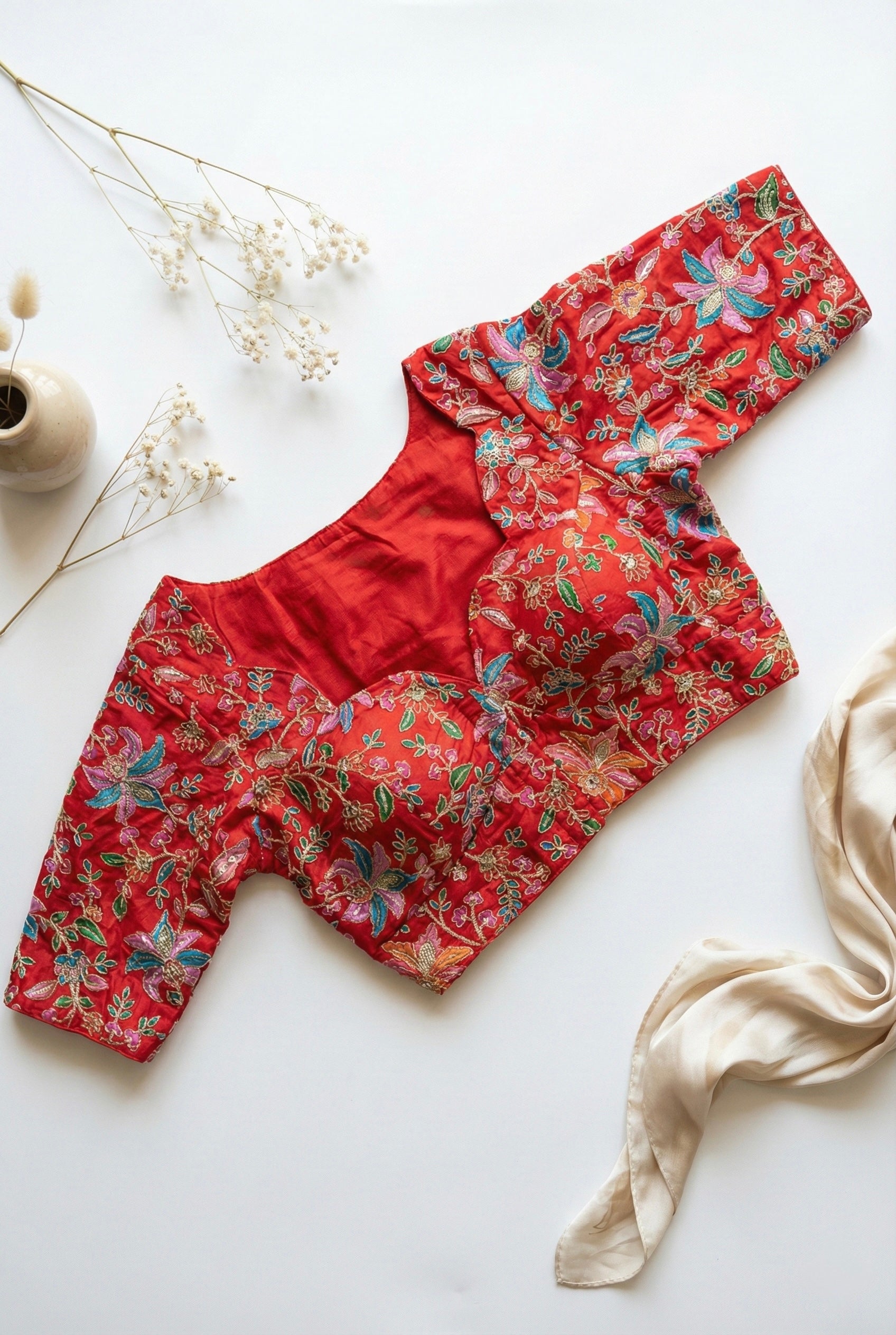 Multicolour print and sequin blouse