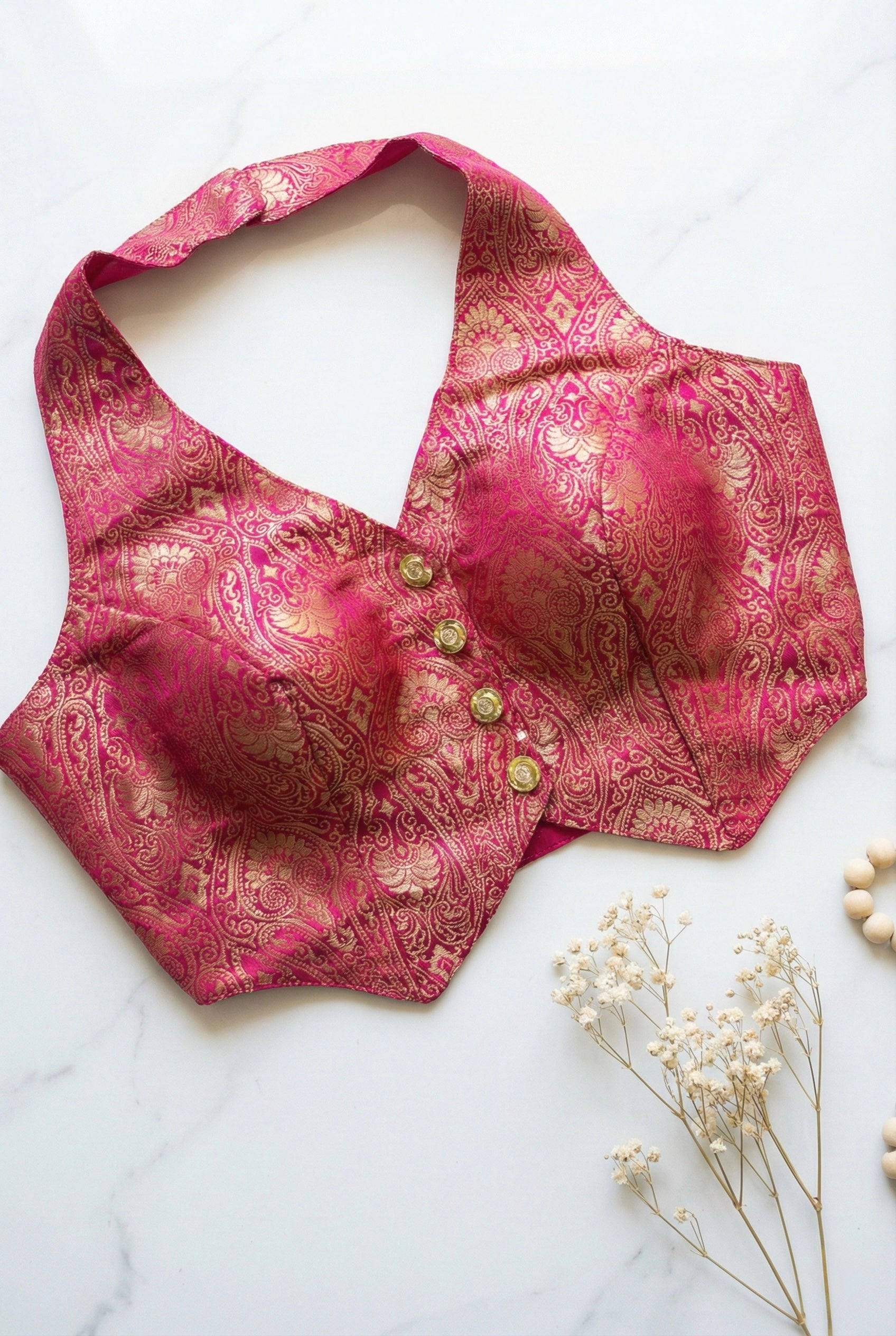 Brocade halter neck corset blouse