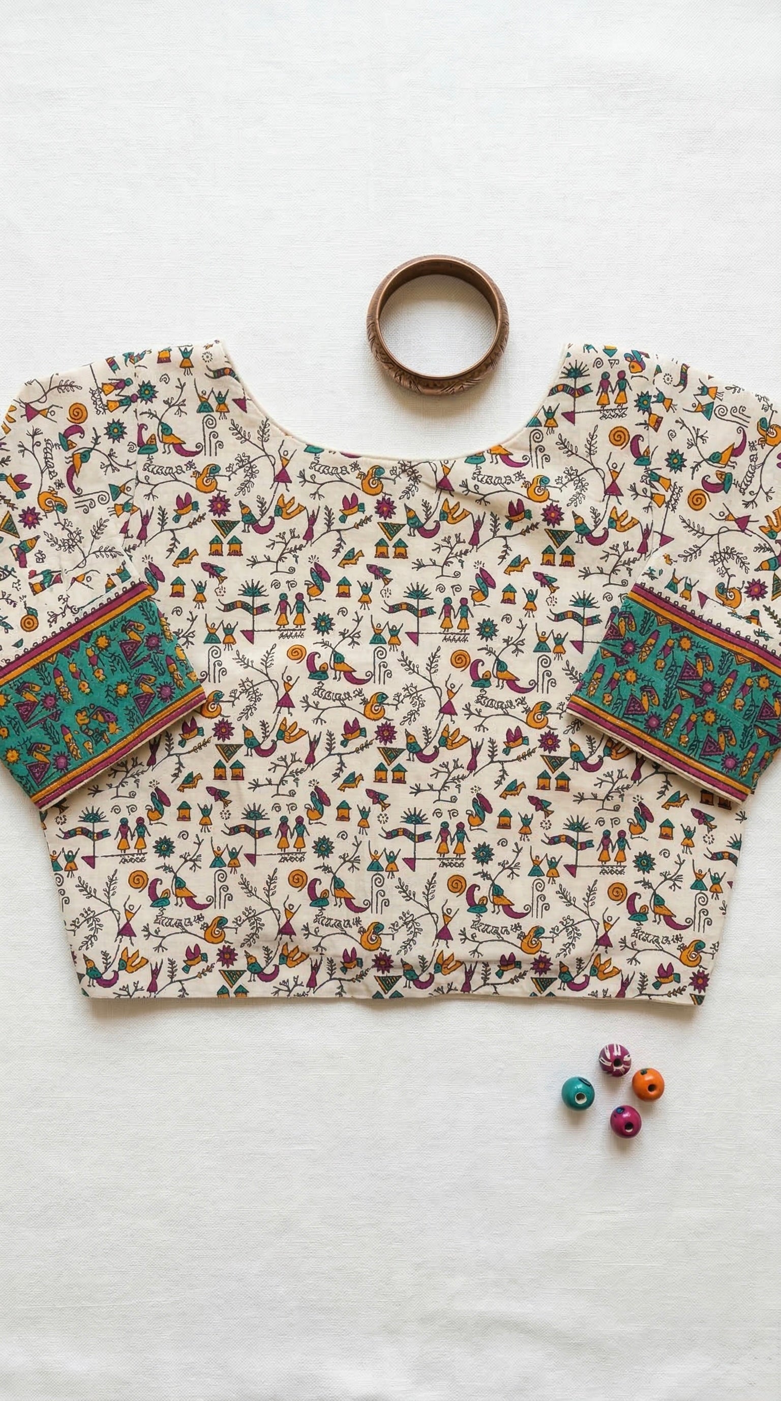 Warli print cotton blouse