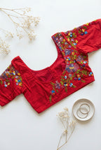 Thread and Bullion Embroidered Half Sleeve Non padded Blouse