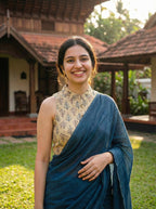 Ajrakh Cotton Mandarin Collared Padded Blouse