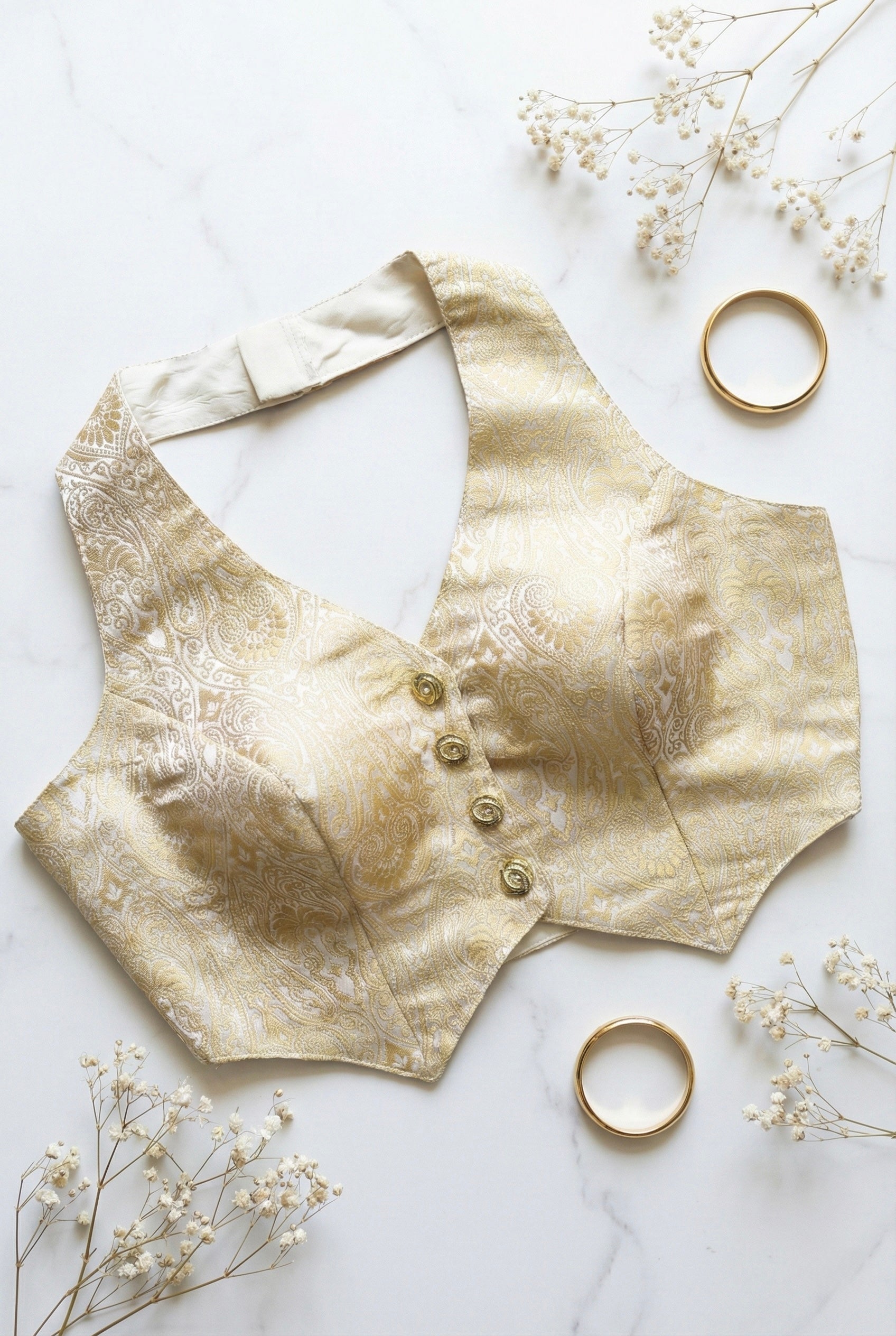 Brocade halter neck corset blouse