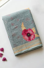 Linen Cotton floral print saree