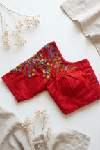 Thread and Bullion Embroidered Half Sleeve Non padded Blouse