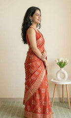 Dola silk saree with ikkat print