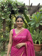 Cotton Silk Saree with gold zari stripes & sequin pallu