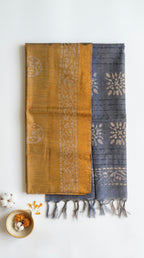 Semi tussar tissue saree in batik print