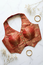 Brocade halter neck corset blouse