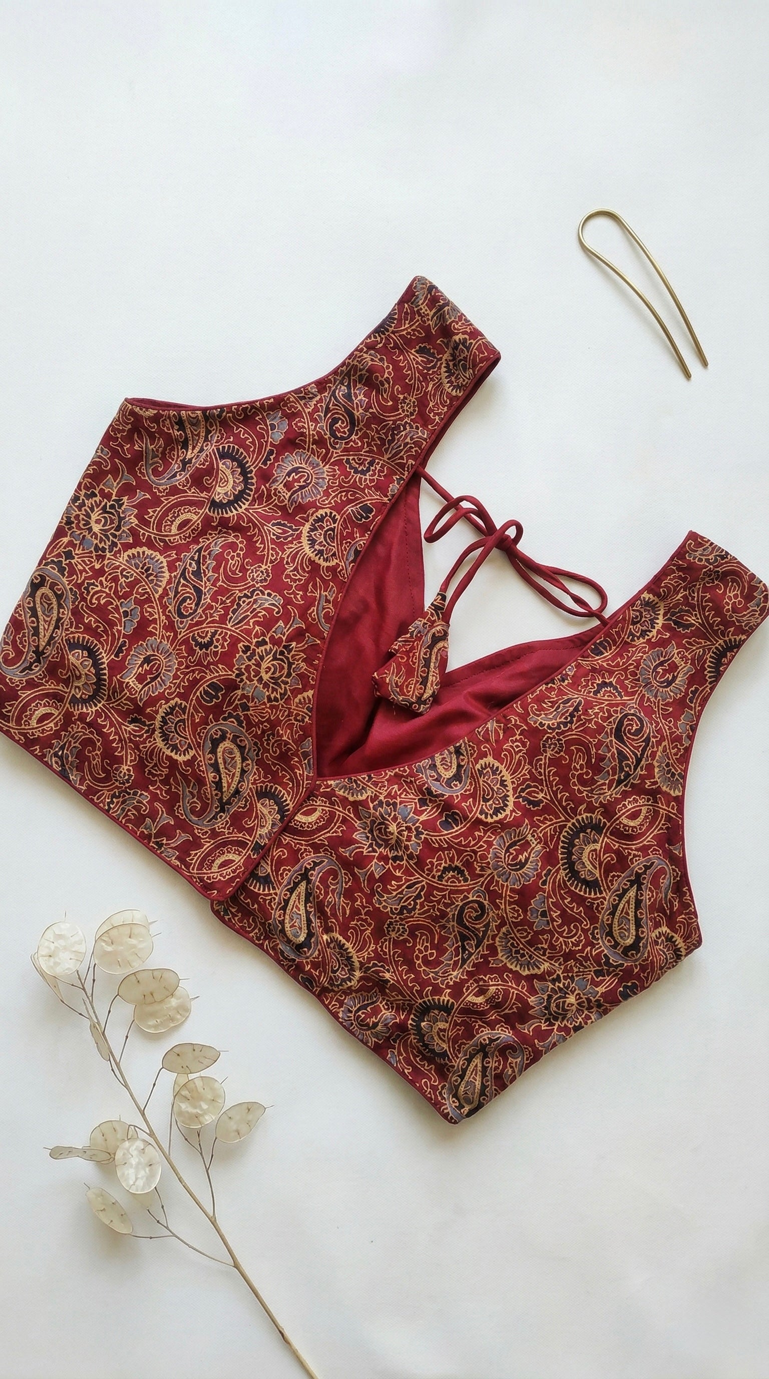 Ajrakh Sleeveless Padded Blouse