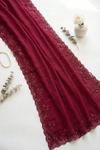 Viscose Organza saree with scalloped embroidered borders