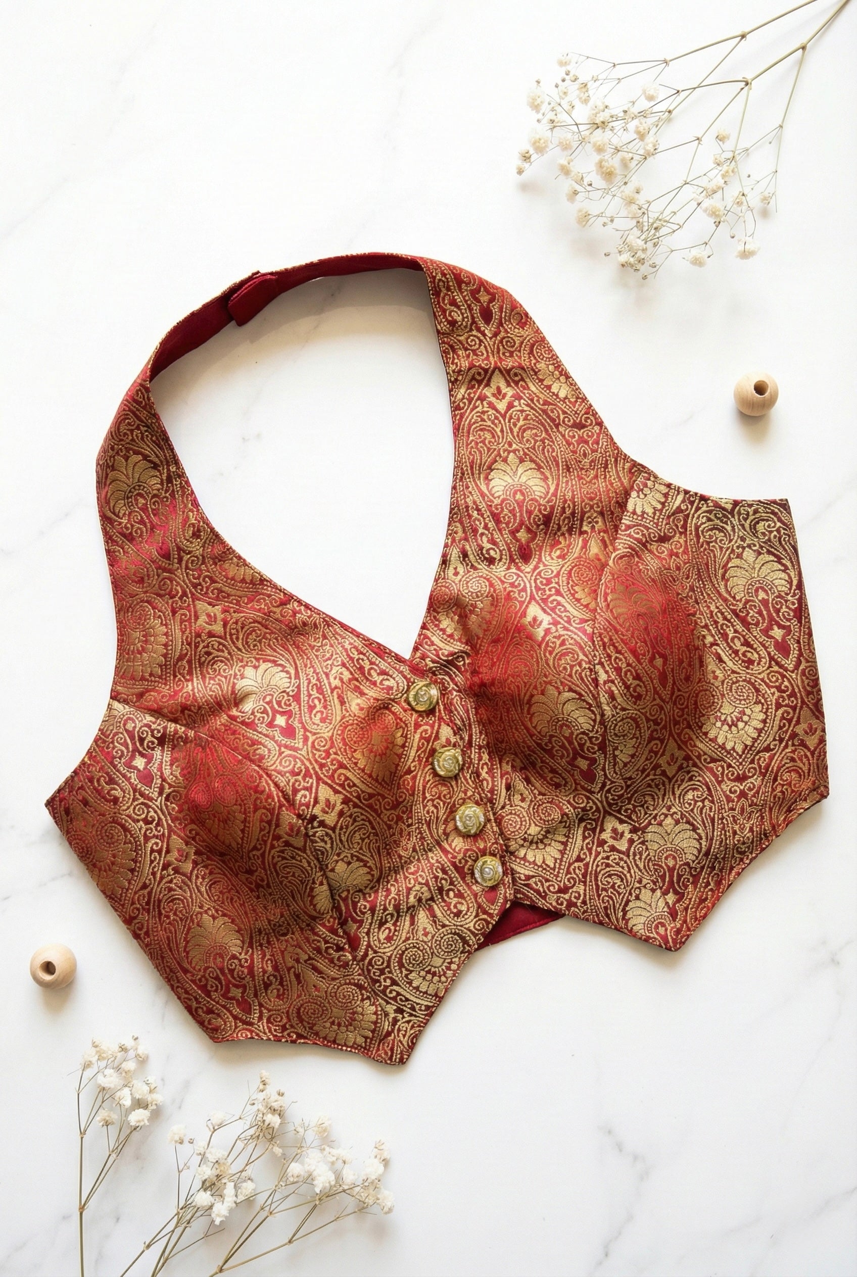 Brocade halter neck corset blouse