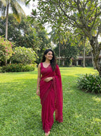 Viscose Organza saree with scalloped embroidered borders