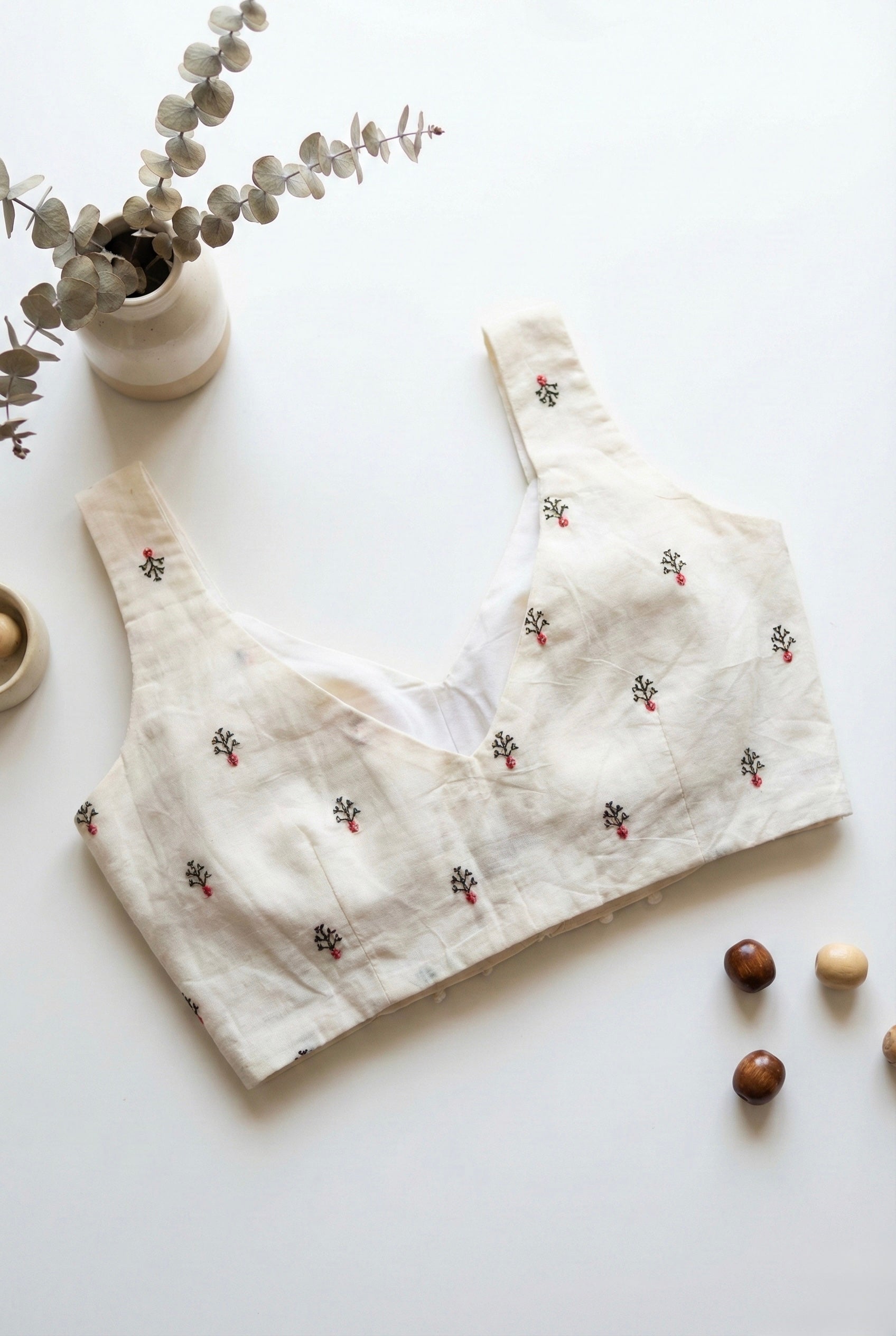 Khadi Sleeveless embroidered Blouse