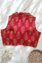 Ruhani - Ajrakh Cotton Sleeveless Notched Collared Padded Blouse